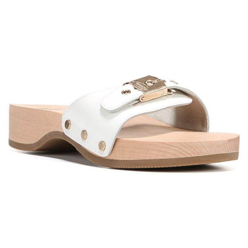 White Leather Women's Dr. Scholl's Original Slide Sandals | 75021-LMRK