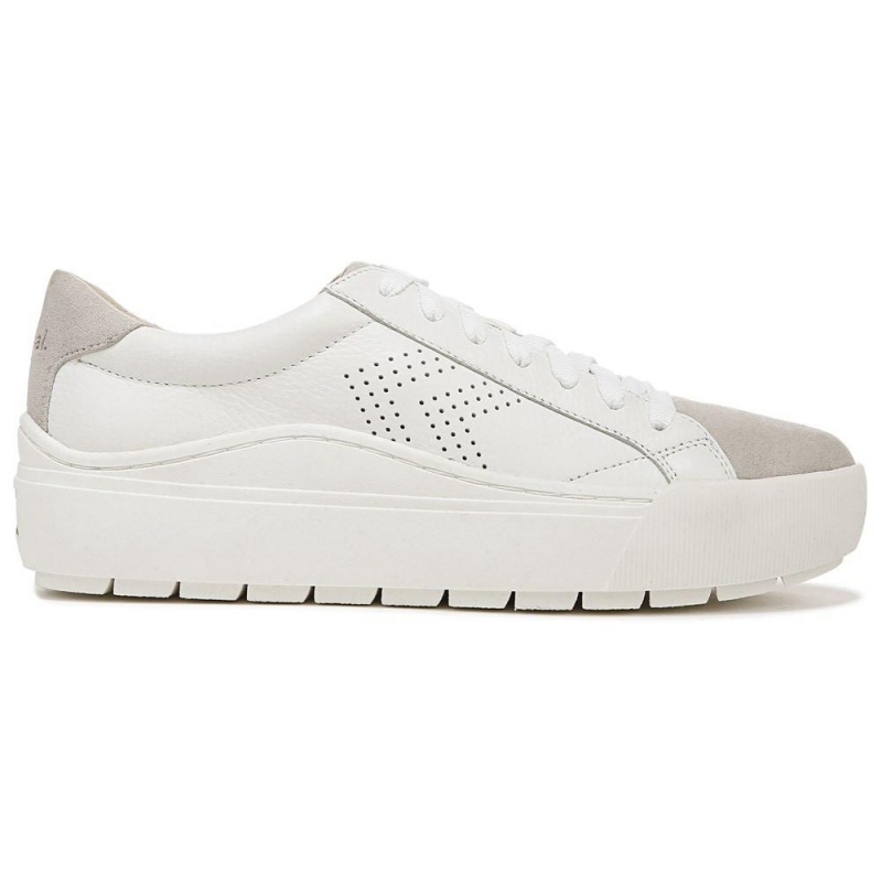 White Leather Women's Dr. Scholl's Take it Easy Lace Up Sneakers | 74283-NROZ