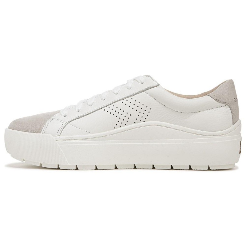 White Leather Women's Dr. Scholl's Take it Easy Lace Up Sneakers | 74283-NROZ