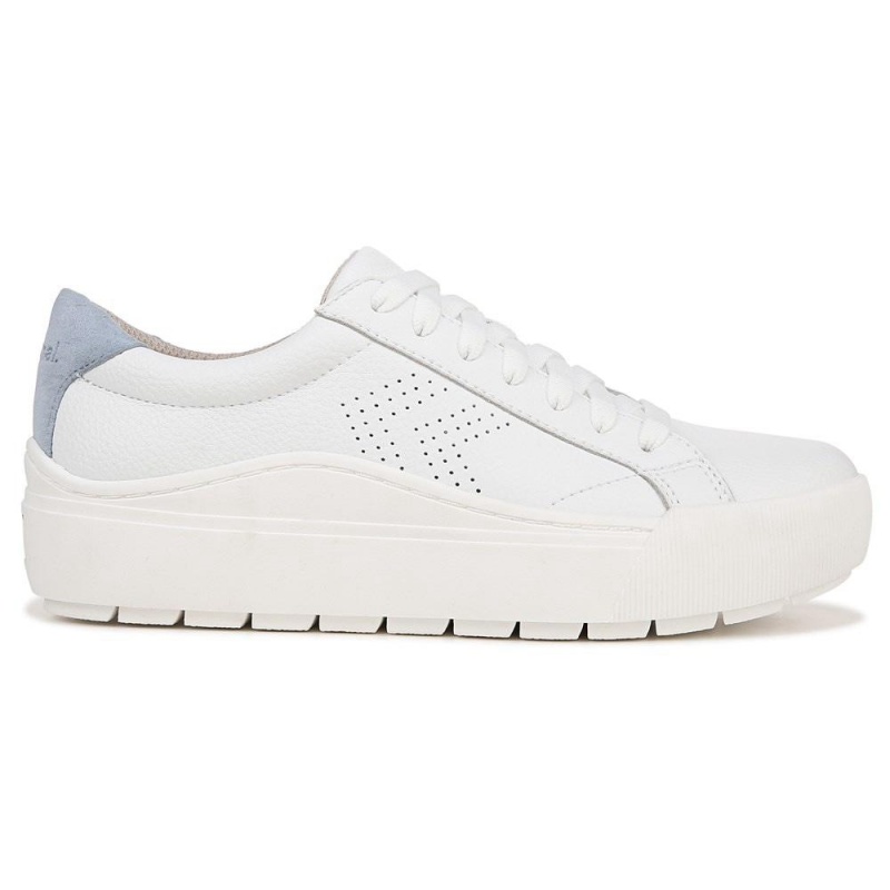 White Leather Women's Dr. Scholl's Take it Easy Lace Up Sneakers | 81625-INEG