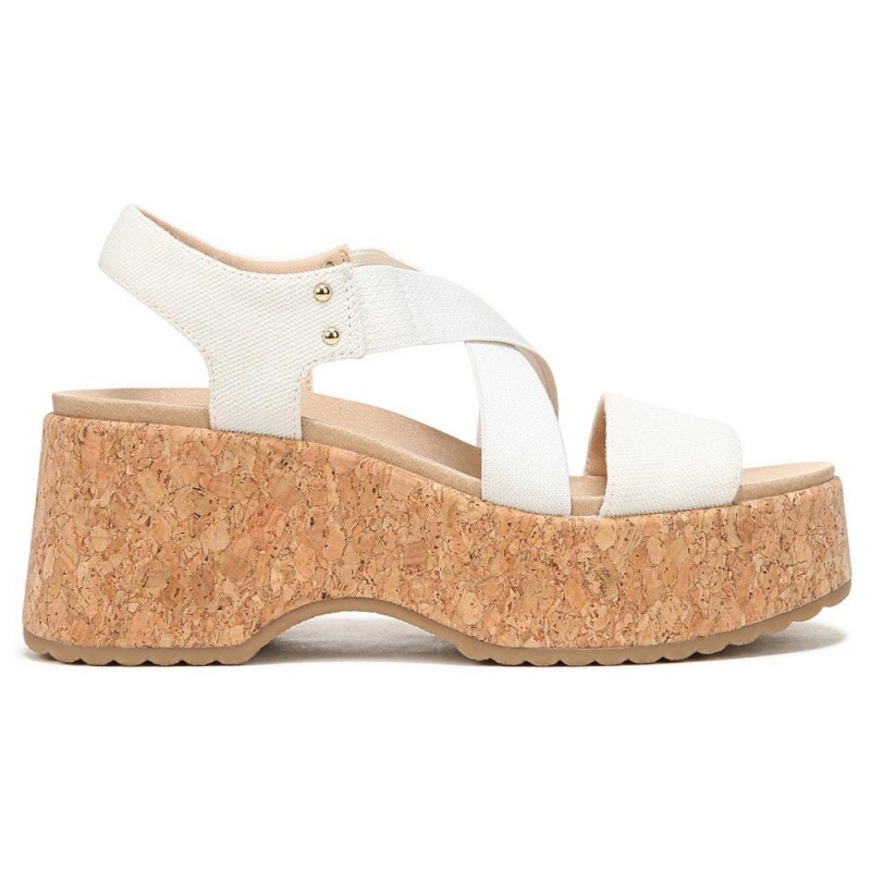 White Women's Dr. Scholl's Dottie Strappy Wedge Heeled Sandals | 08753-EVAQ