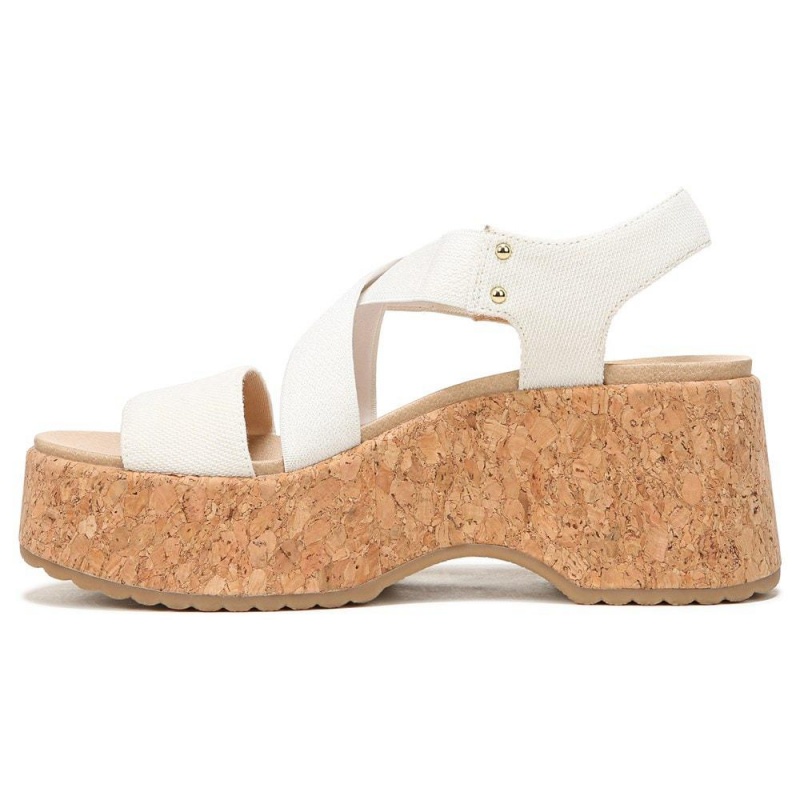 White Women's Dr. Scholl's Dottie Strappy Wedge Heeled Sandals | 08753-EVAQ