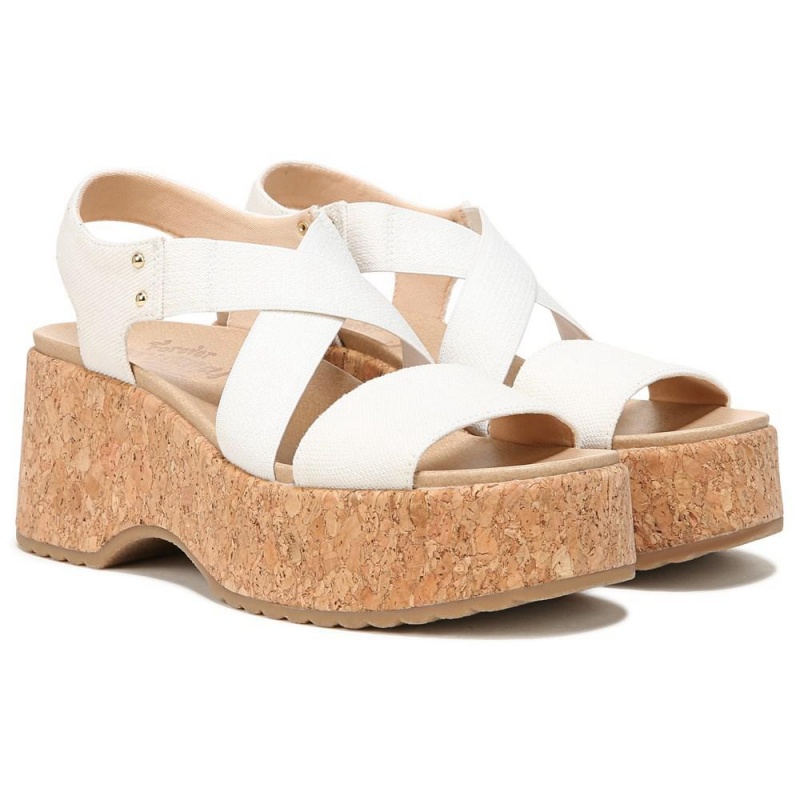 White Women\'s Dr. Scholl\'s Dottie Strappy Wedge Heeled Sandals | 08753-EVAQ