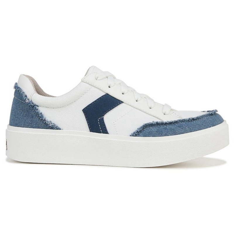 White / Blue Fabric Women's Dr. Scholl's Madison Lace Up Sneakers | 82319-MAVY