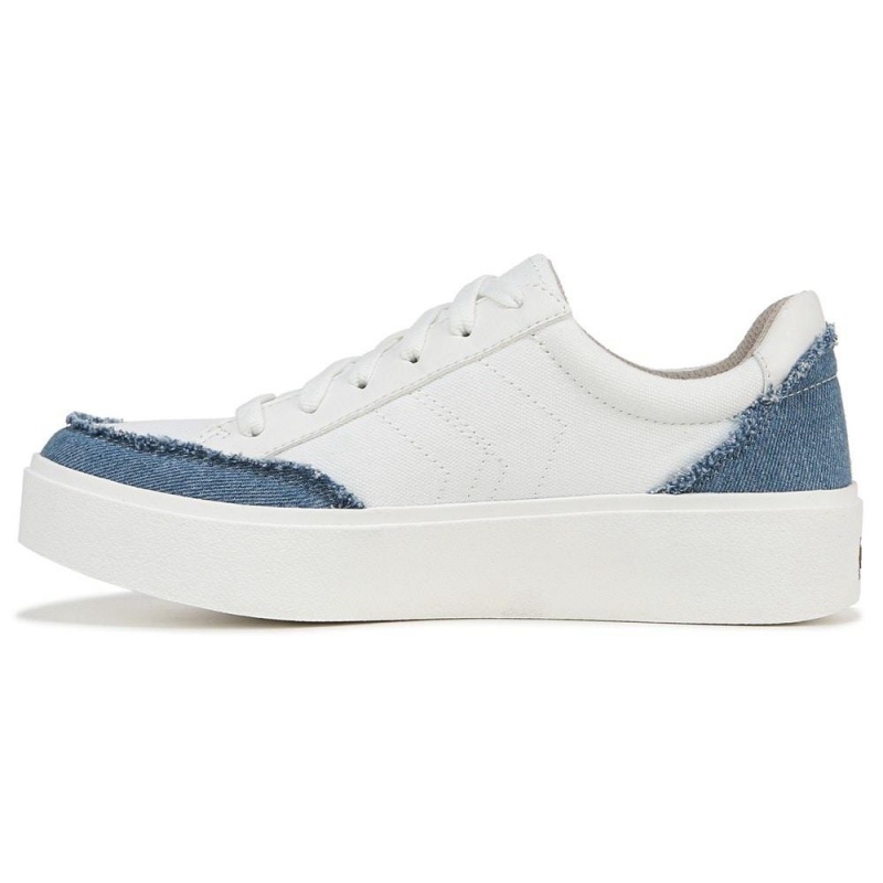 White / Blue Fabric Women's Dr. Scholl's Madison Lace Up Sneakers | 82319-MAVY