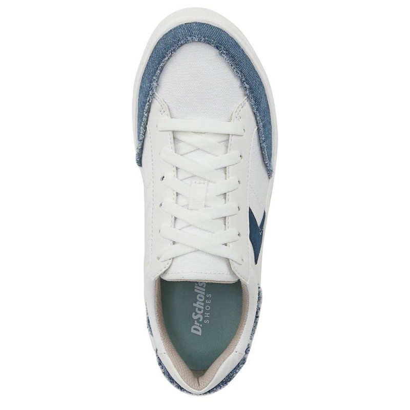 White / Blue Fabric Women's Dr. Scholl's Madison Lace Up Sneakers | 82319-MAVY