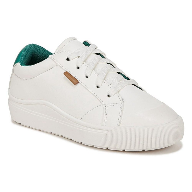 White / Green Faux Leather Boys' Dr. Scholl's Time Off Little Lace Up Sneakers | 37296-LDCK