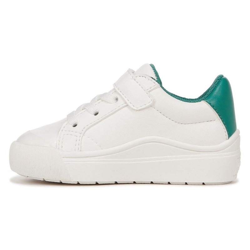 White / Green Faux Leather Girls' Dr. Scholl's Time Off Toddler/Little Lace Up Sneakers | 01532-WSUI