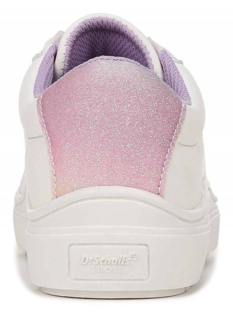 White / Pink Faux Leather Boys' Dr. Scholl's Time Off Little Lace Up Sneakers | 19605-WJSK