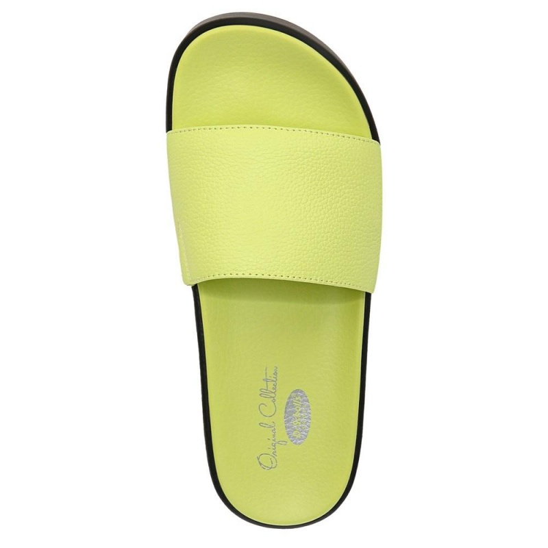 green Lime Leather Women's Dr. Scholl's Pisces Max Slide Platform Sandals | 54317-TFPQ